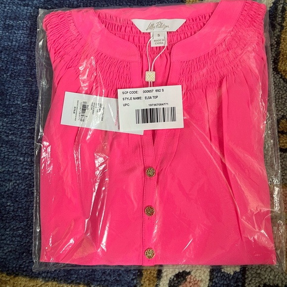 Lilly Pulitzer Elsa Silk Blouse NWT Roxie Pink Size Small - Picture 2 of 3